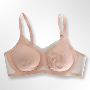 Honeylove CrossOver Mesh Wireless Removable Cups Bra Pink White XL